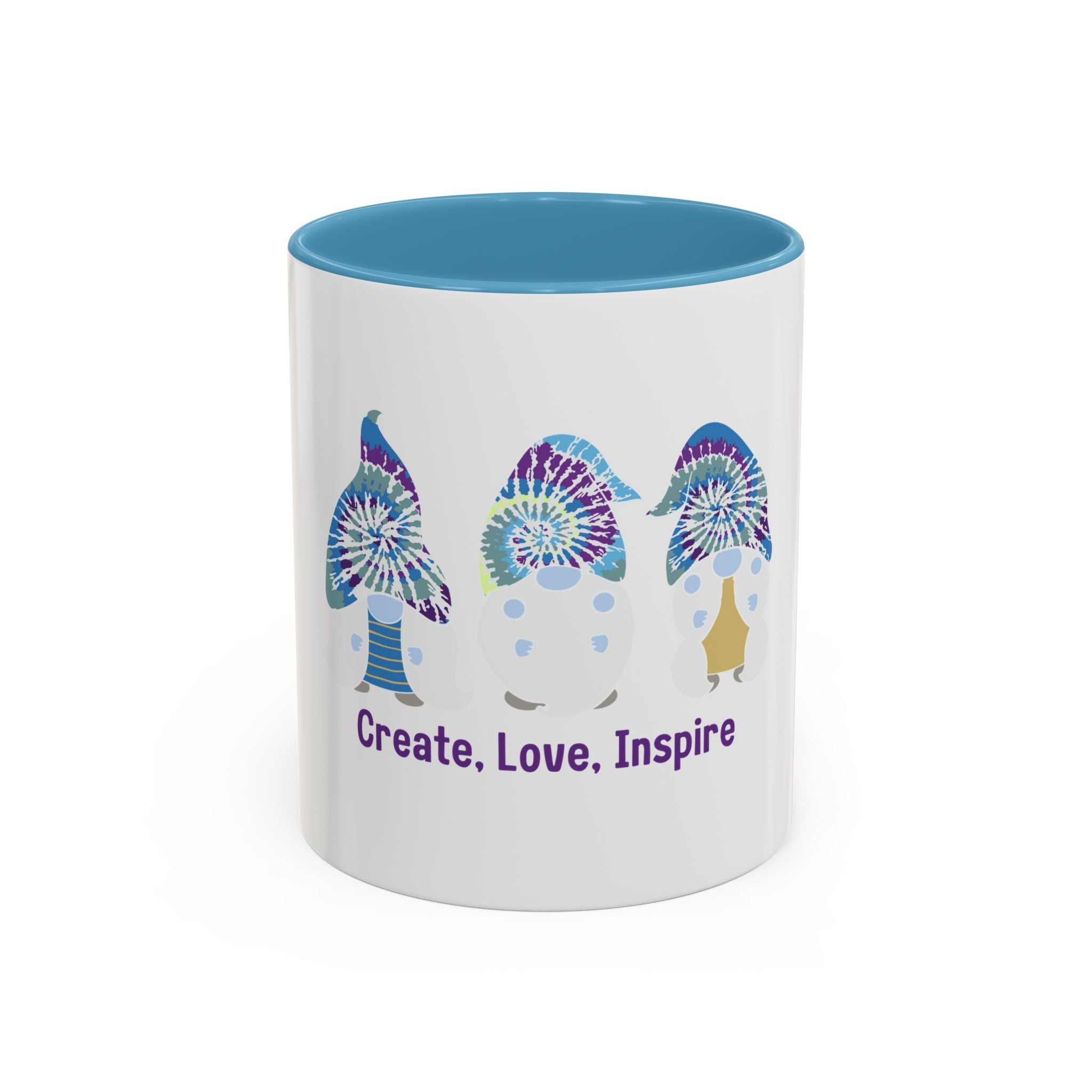 Coffee Mug - "Create, Love, Inspire" Tie-Dye Mushroom Art Accent Mug (11/15oz)