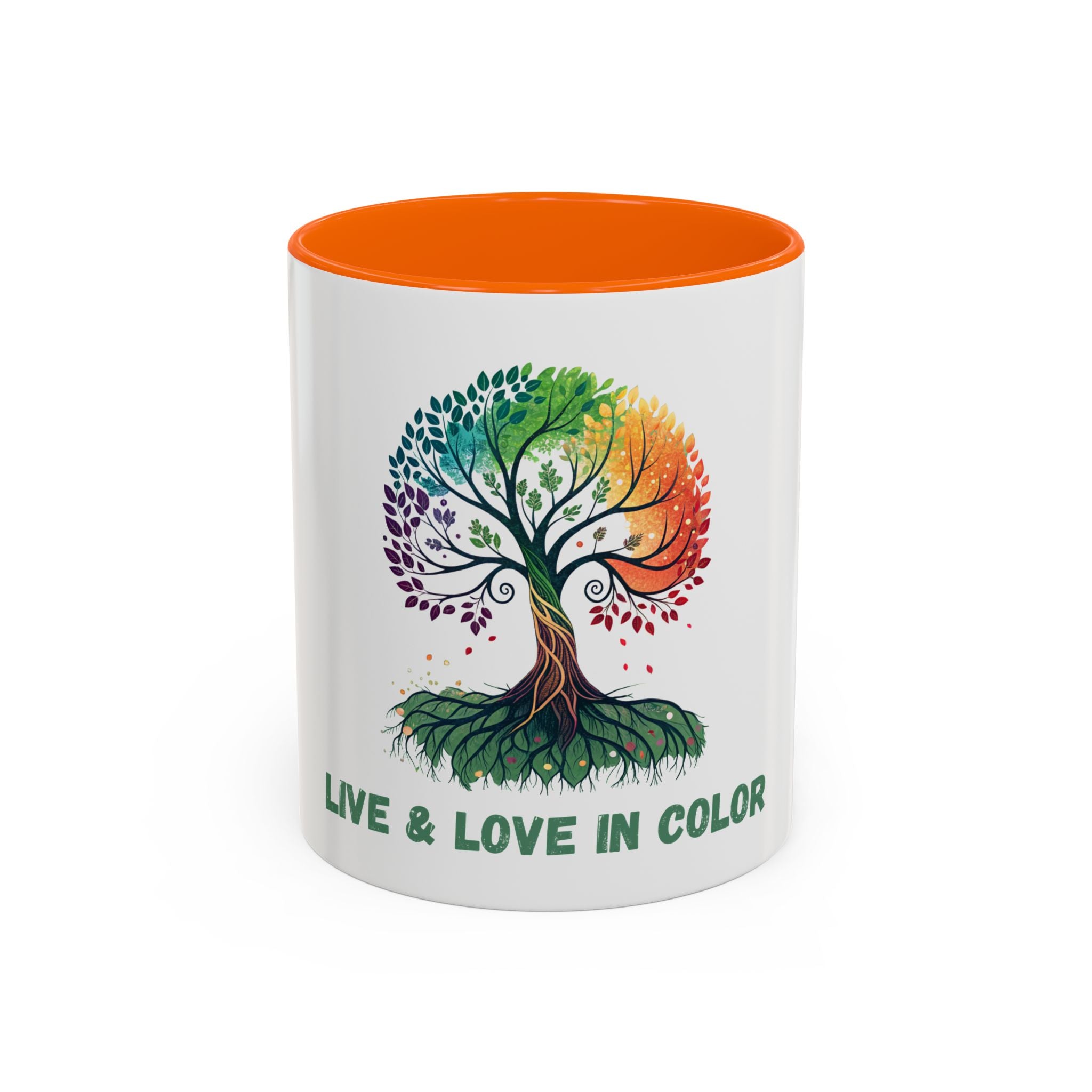 Live & Love in Color Accent Coffee Mug — Rainbow Tree Art 11/15oz