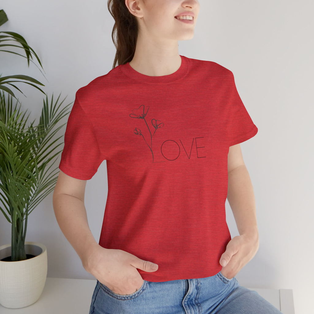 Love Floral Minimalist Line Art T‑Shirt