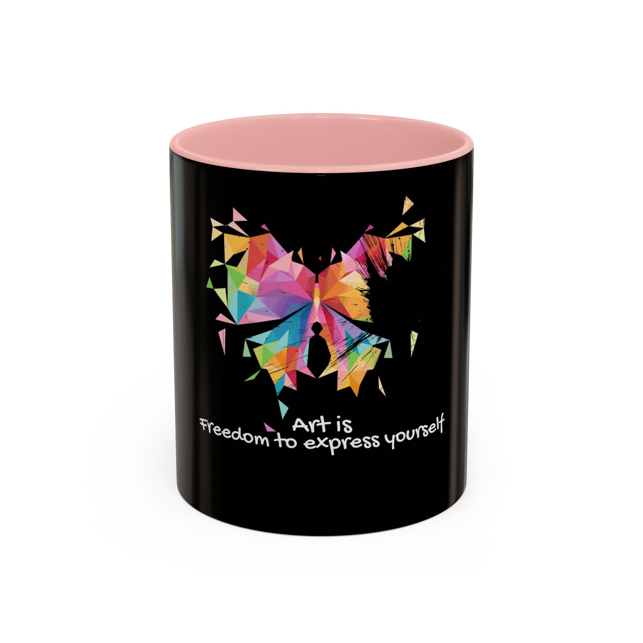 Art Is Freedom Coffee Mug — Colorful Butterfly Design (11/15oz)