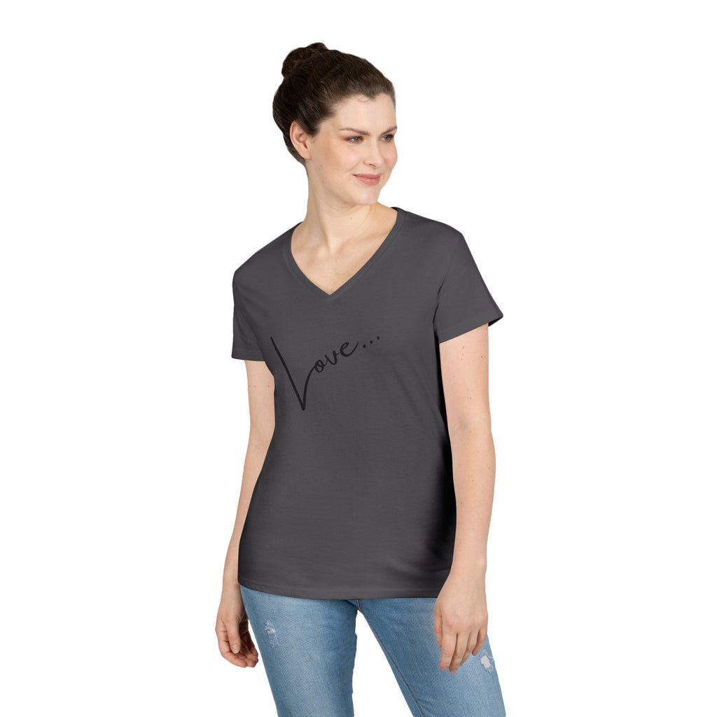 Love Script V-Neck Tee