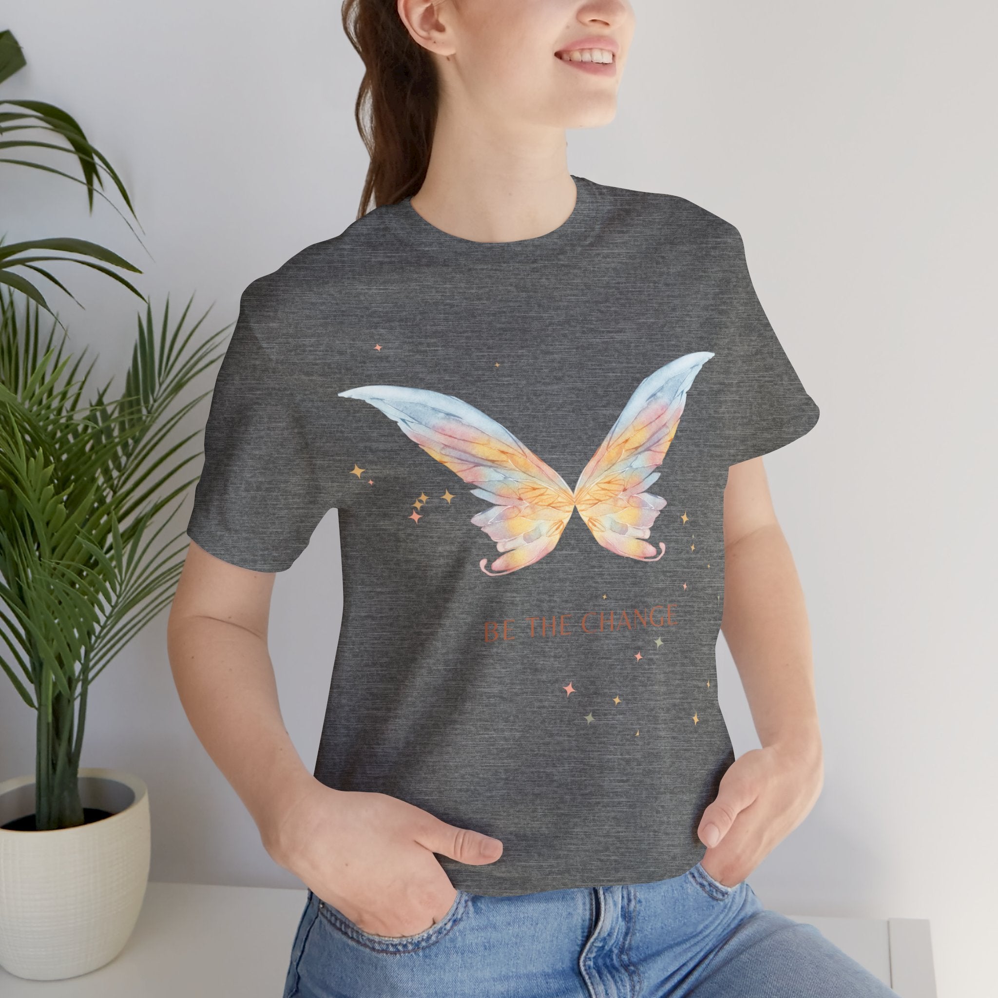 Butterfly Wings Tee — "Be The Change" Inspirational Graphic T-Shirt