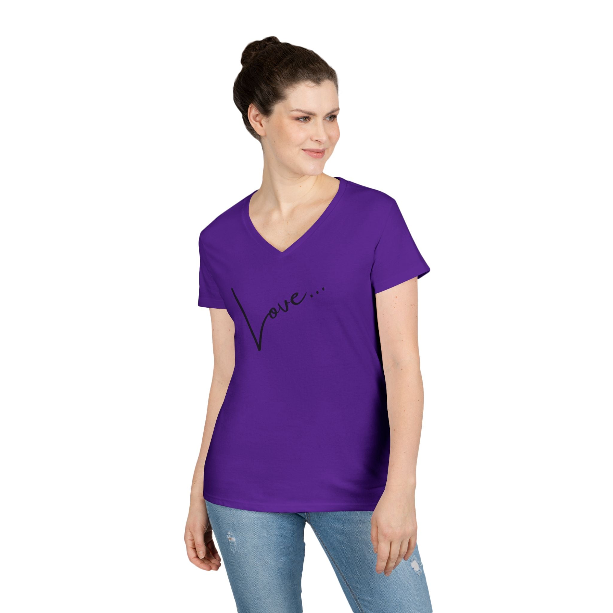 Love Script V-Neck Tee