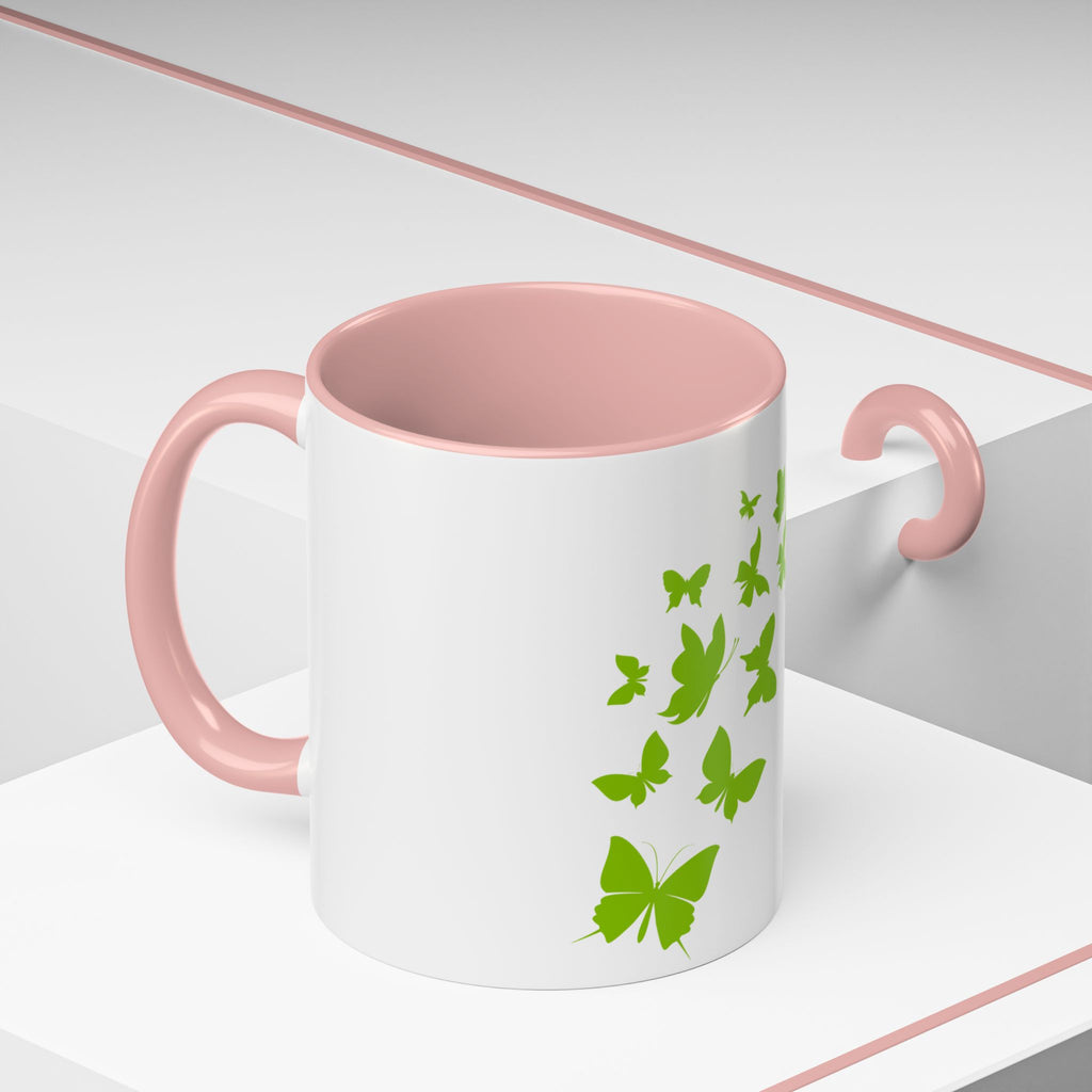Accent Coffee Mug - Green Butterfly "Change for Good" Inspirational Ceramic Mug (11/15oz)