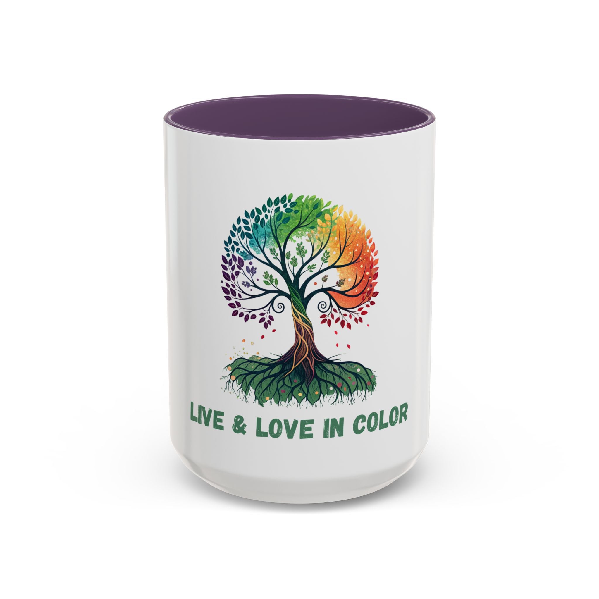 Live & Love in Color Accent Coffee Mug — Rainbow Tree Art 11/15oz