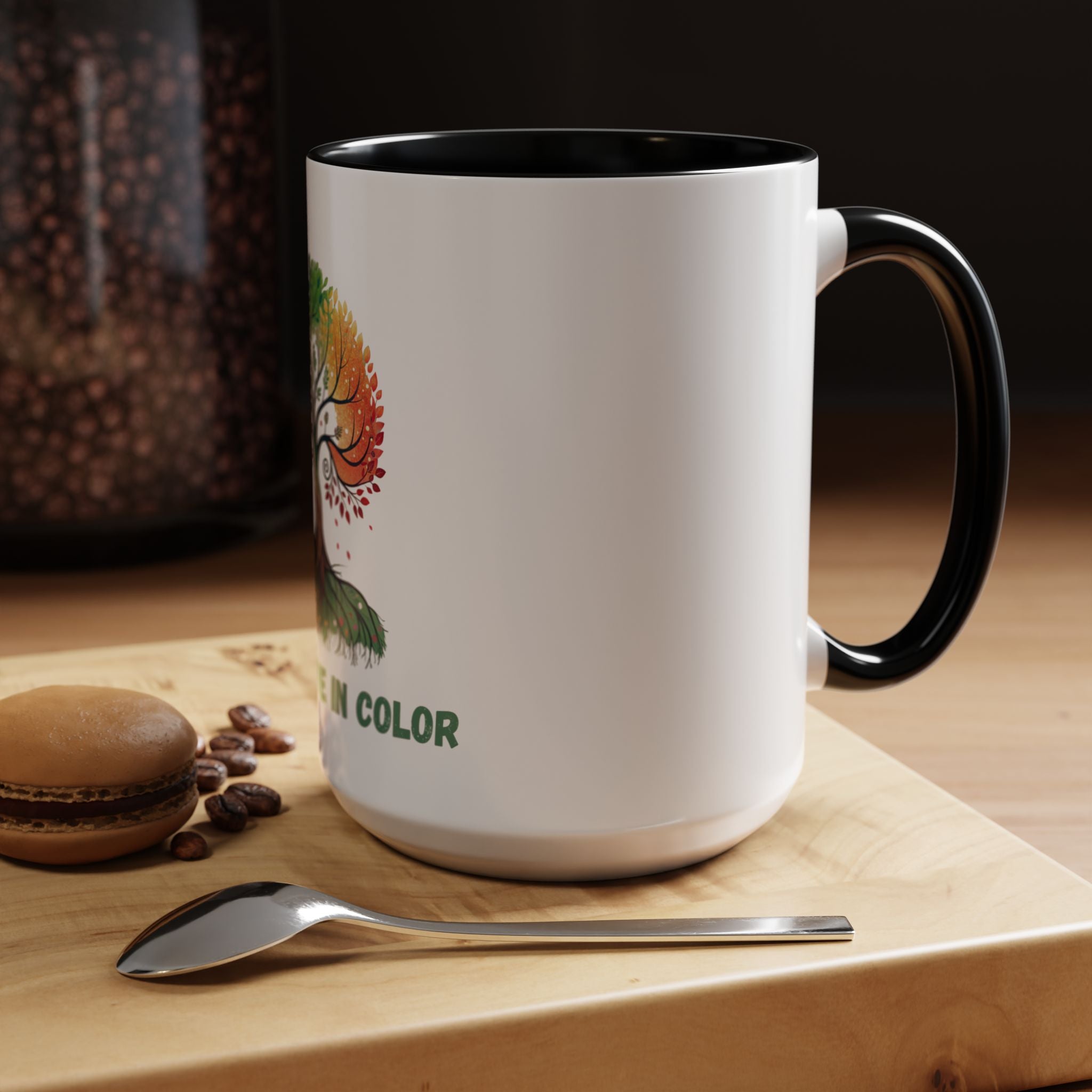 Live & Love in Color Accent Coffee Mug — Rainbow Tree Art 11/15oz