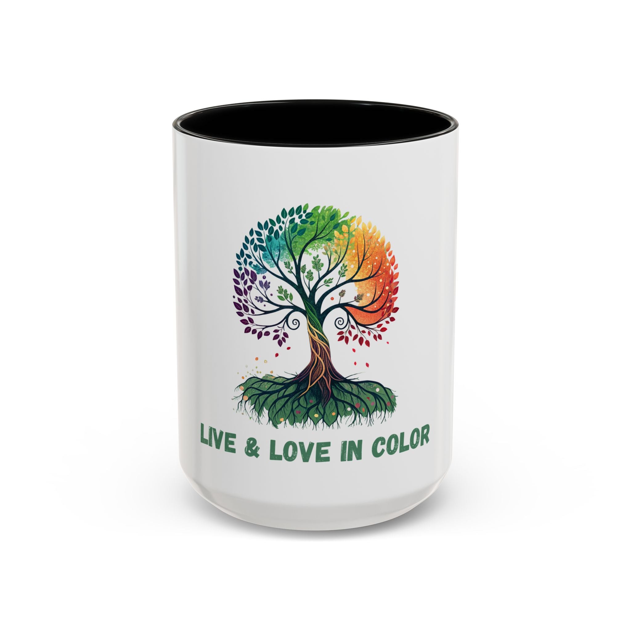 Live & Love in Color Accent Coffee Mug — Rainbow Tree Art 11/15oz
