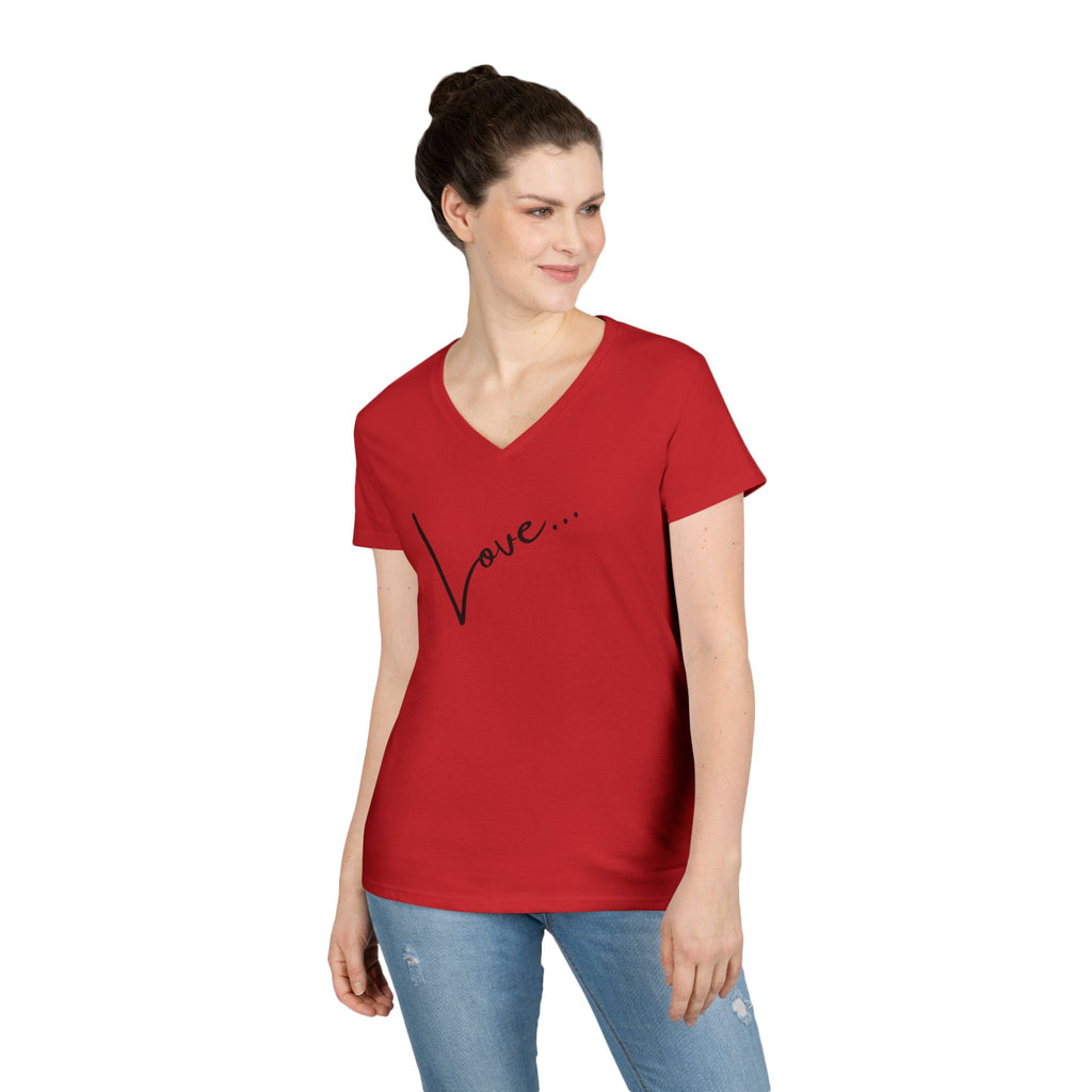Love Script V-Neck Tee