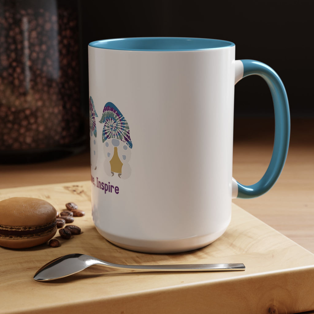 Coffee Mug - "Create, Love, Inspire" Tie-Dye Mushroom Art Accent Mug (11/15oz)
