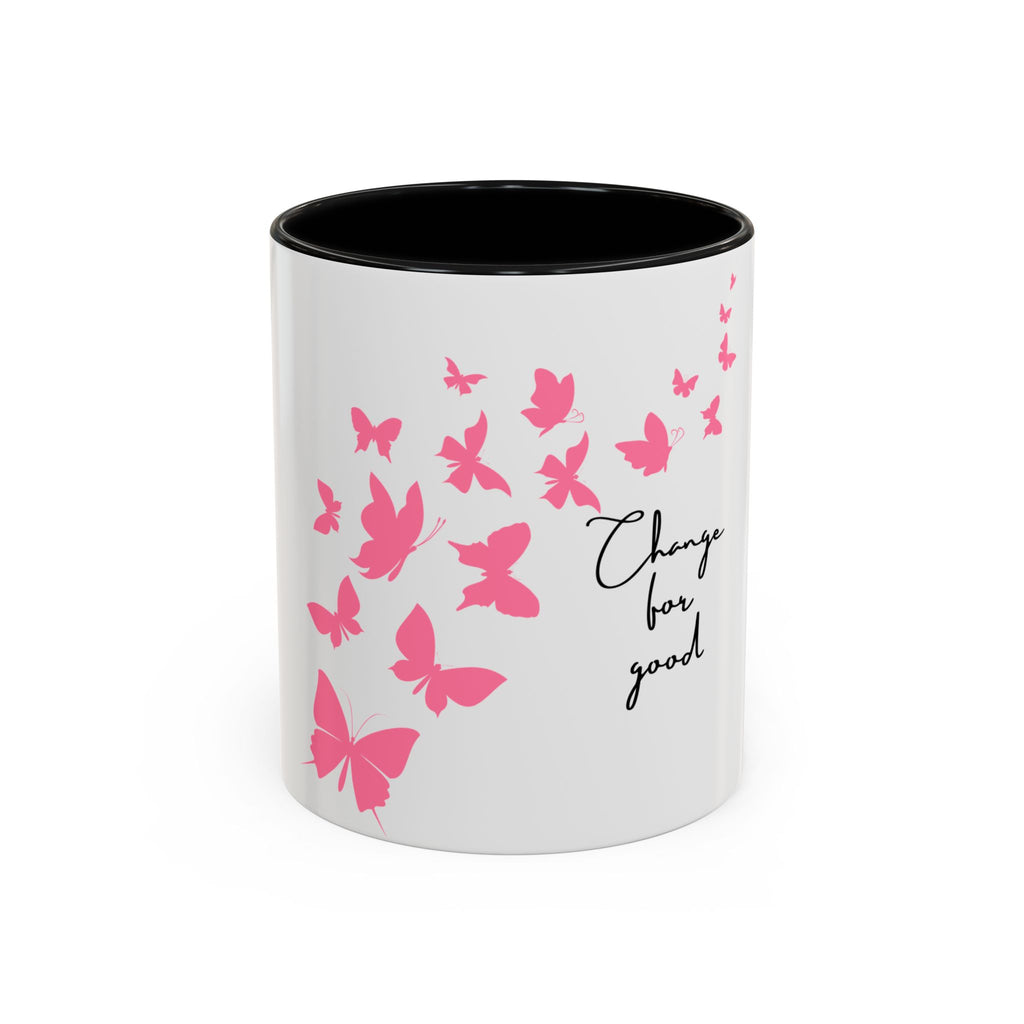 Butterfly "Change for Good" Accent Coffee Mug — Pink Butterflies 11/15oz