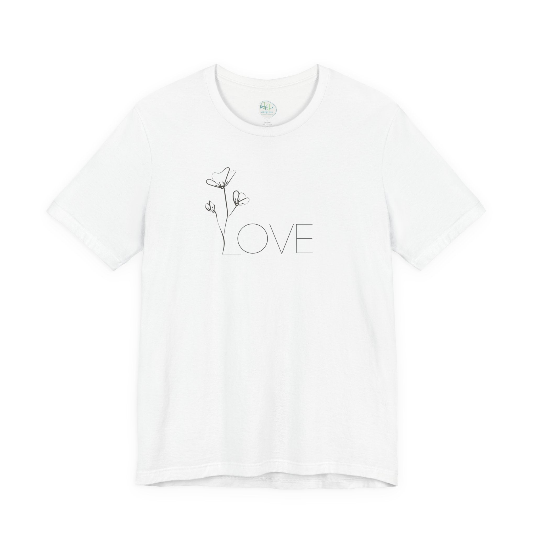 Love Floral Minimalist Line Art T‑Shirt