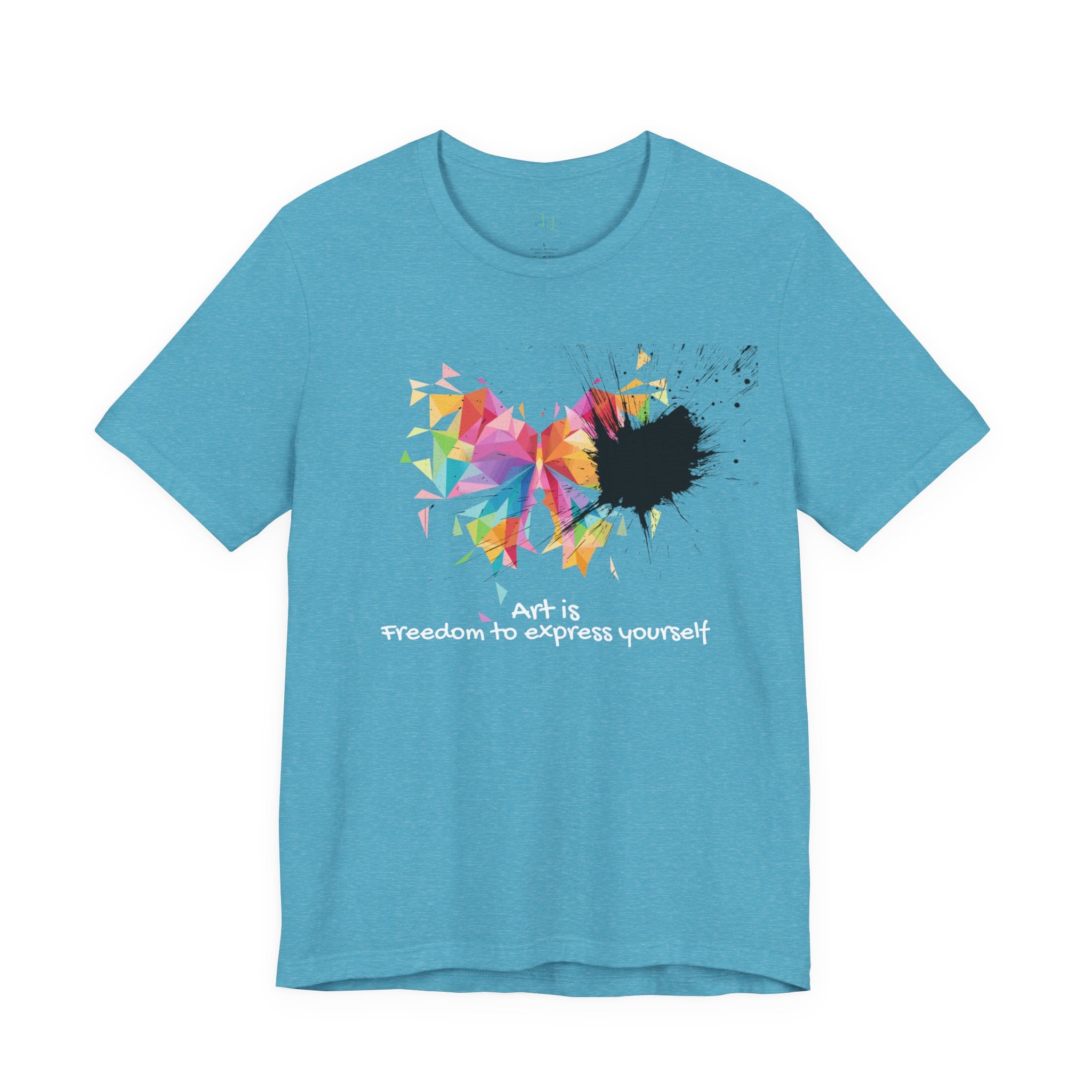 Art Is Freedom Tee — Colorful Abstract Heart Graphic Short Sleeve Shirt