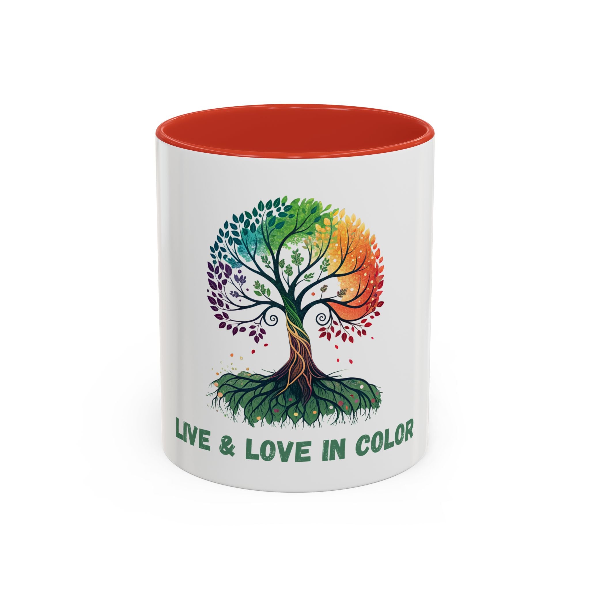 Live & Love in Color Accent Coffee Mug — Rainbow Tree Art 11/15oz