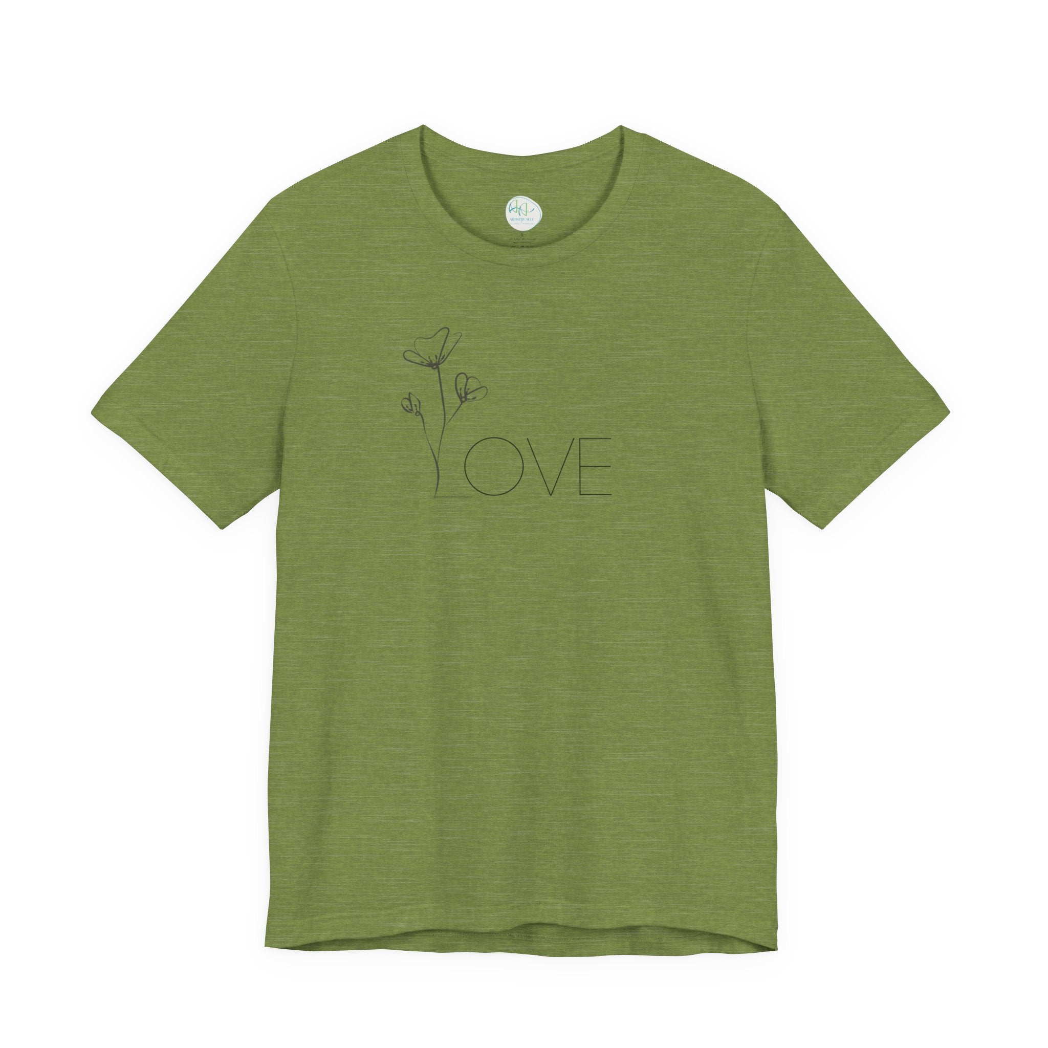 Love Floral Minimalist Line Art T‑Shirt