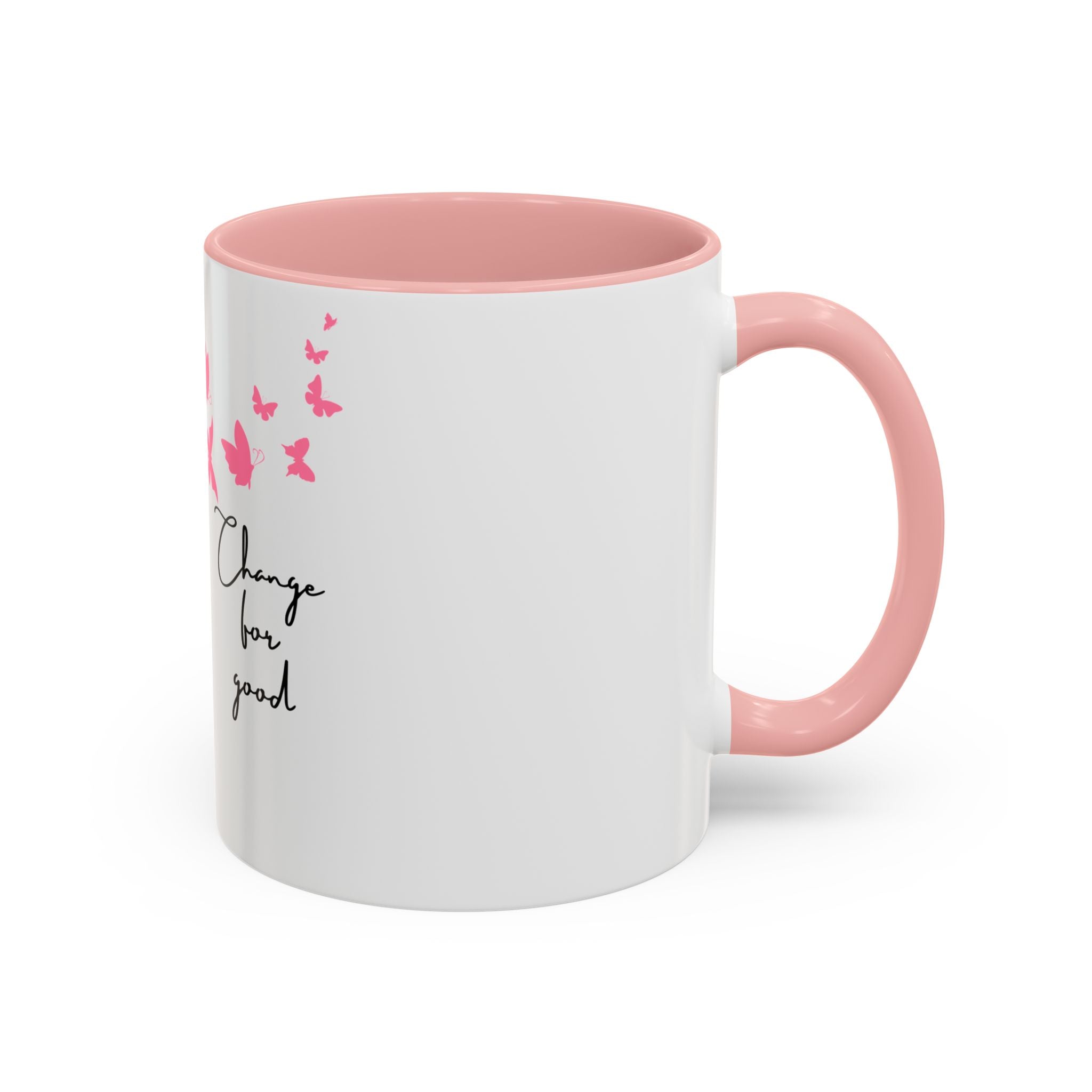 Butterfly "Change for Good" Accent Coffee Mug — Pink Butterflies 11/15oz