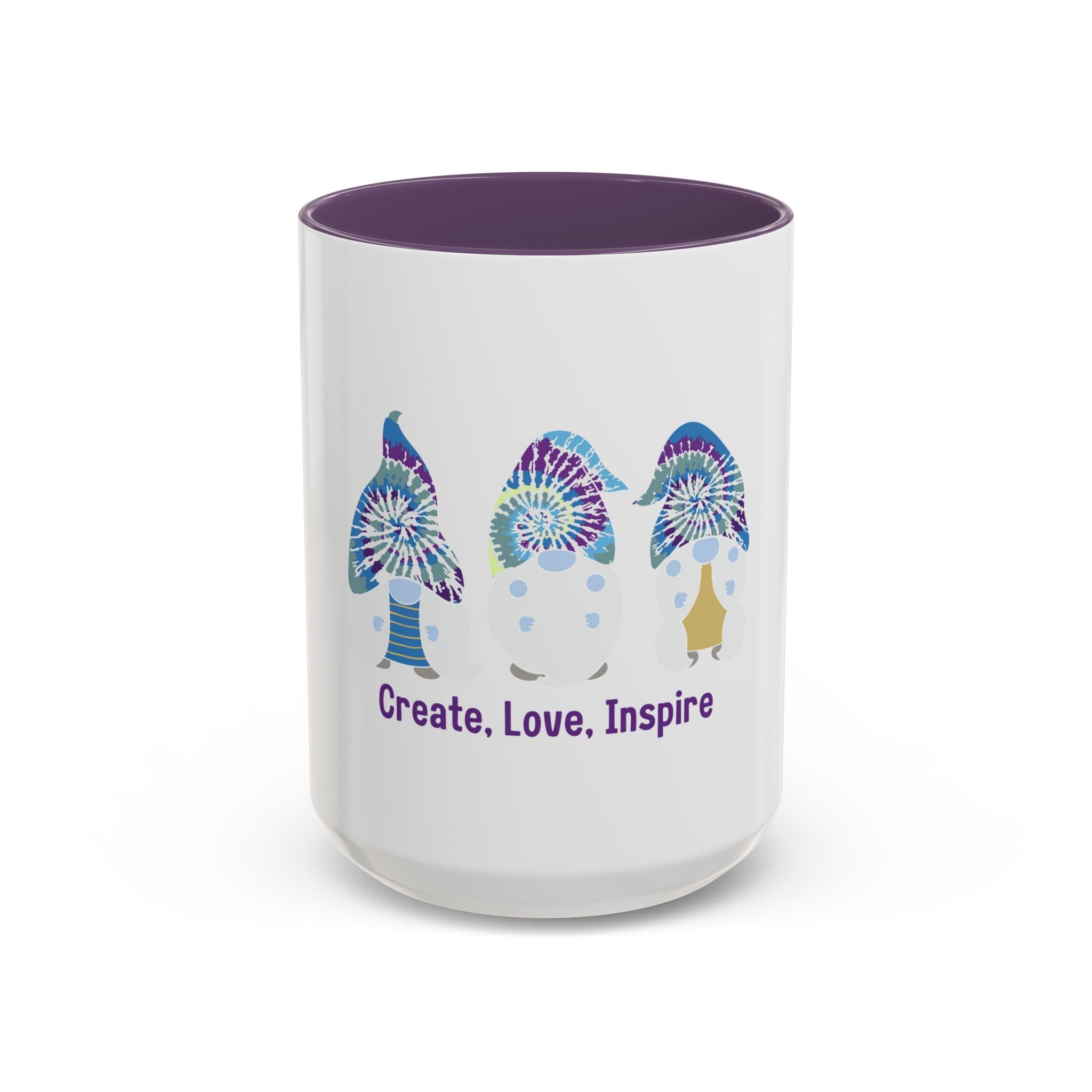 Coffee Mug - "Create, Love, Inspire" Tie-Dye Mushroom Art Accent Mug (11/15oz)