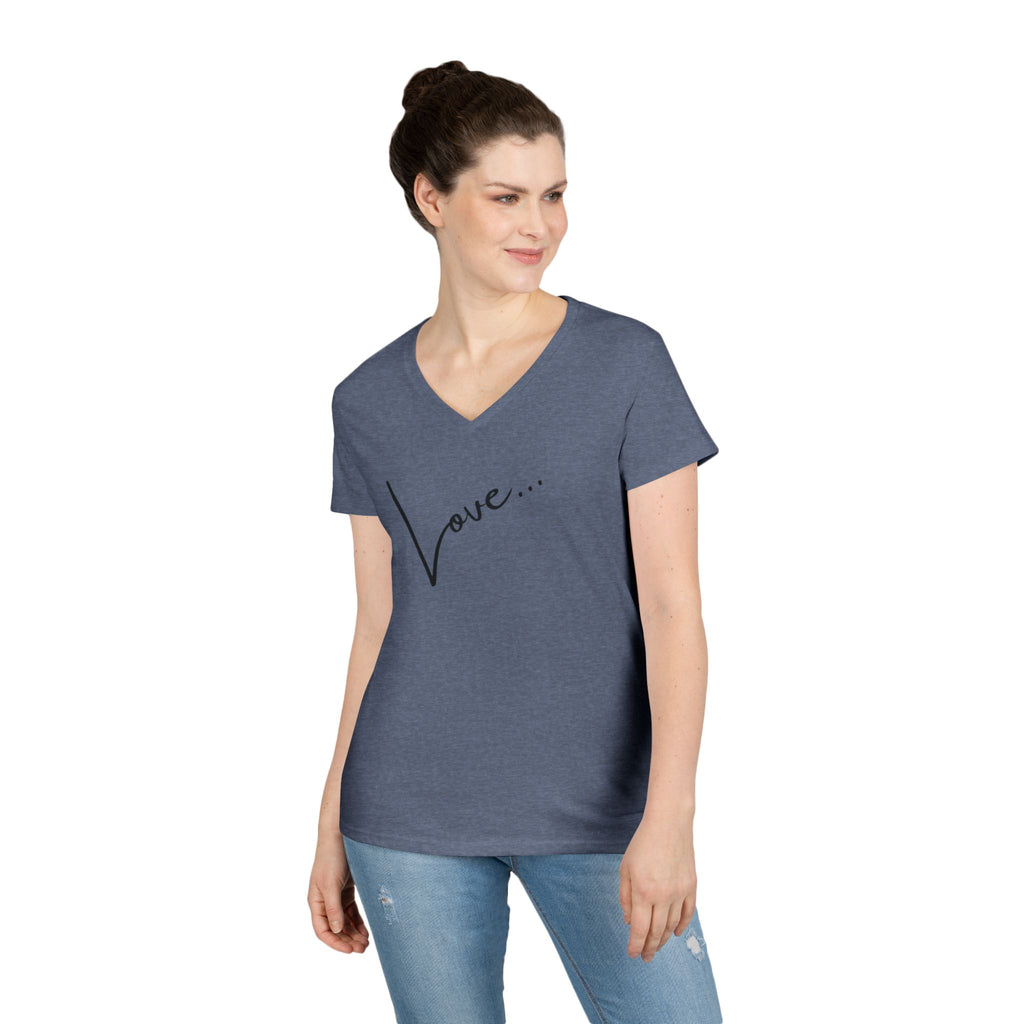 Love Script V-Neck Tee