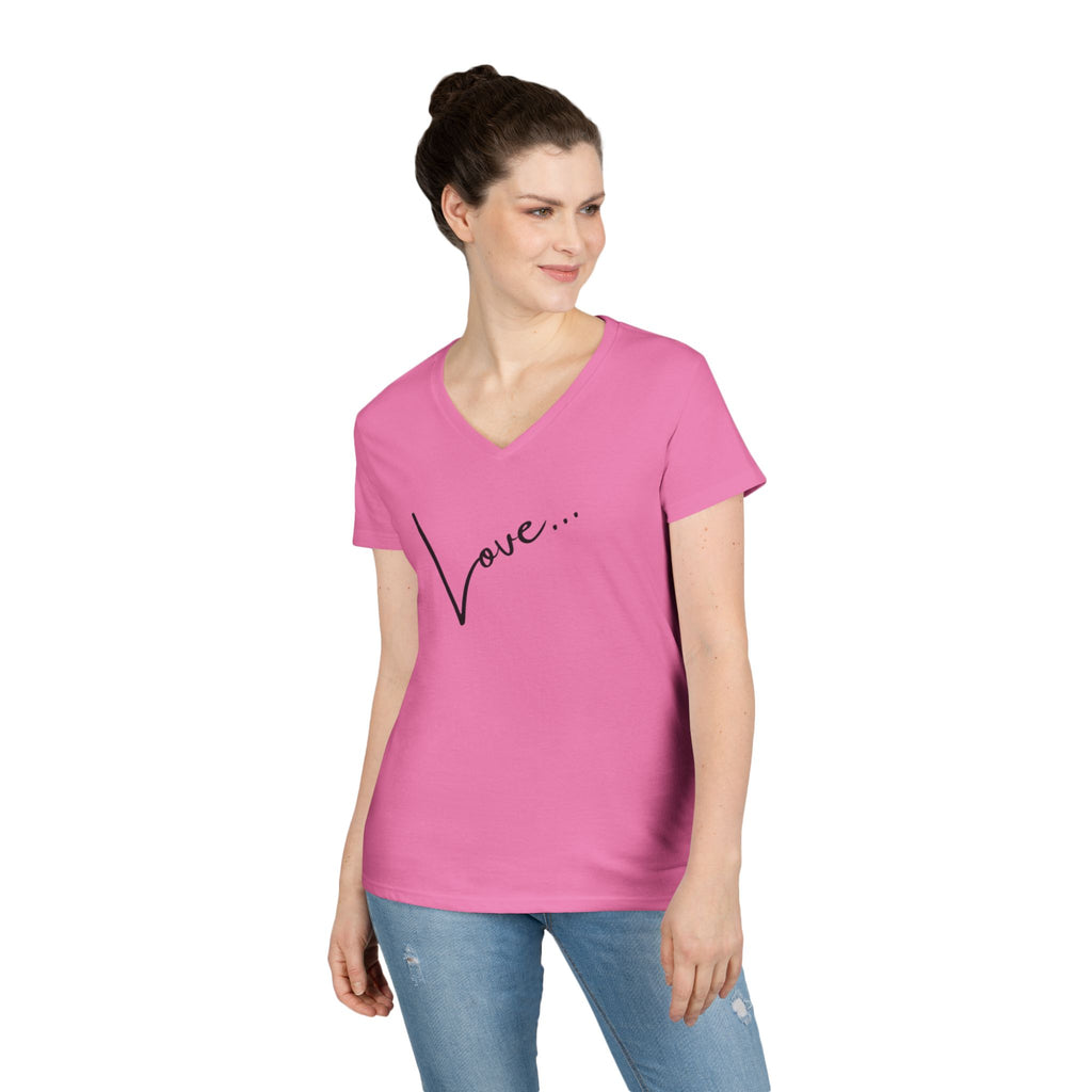 Love Script V-Neck Tee