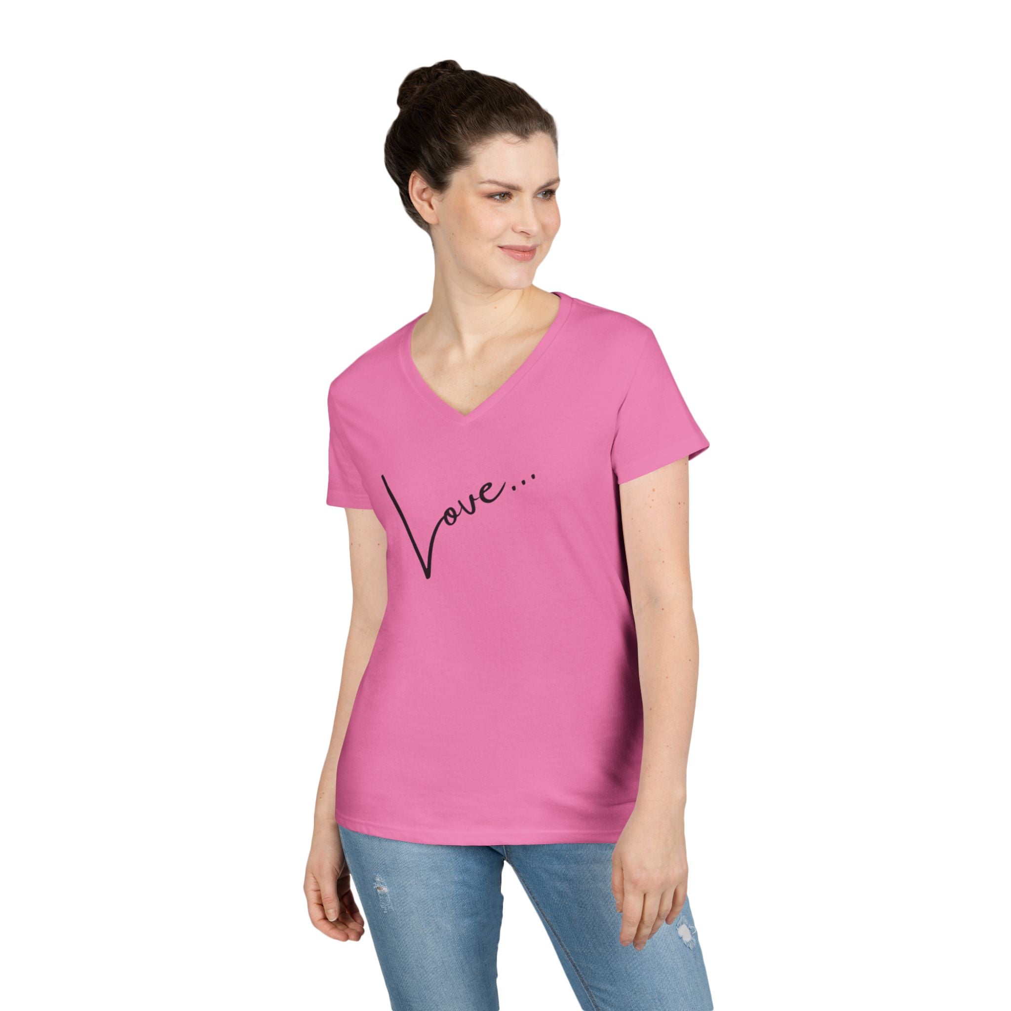 Love Script V-Neck Tee
