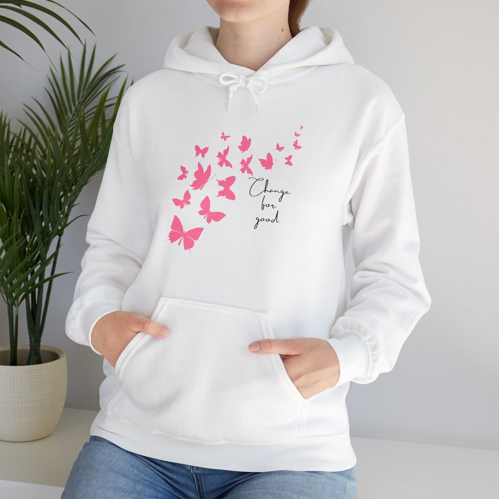 "Change is good" Pink Butterflies Hoodie