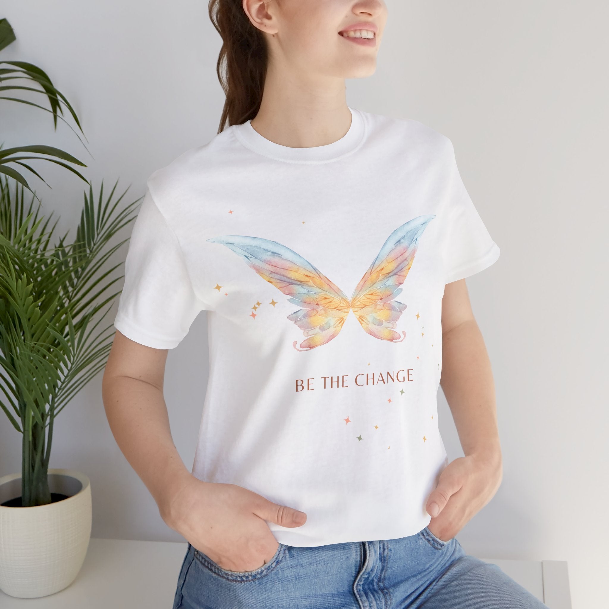 Butterfly Wings Tee — "Be The Change" Inspirational Graphic T-Shirt