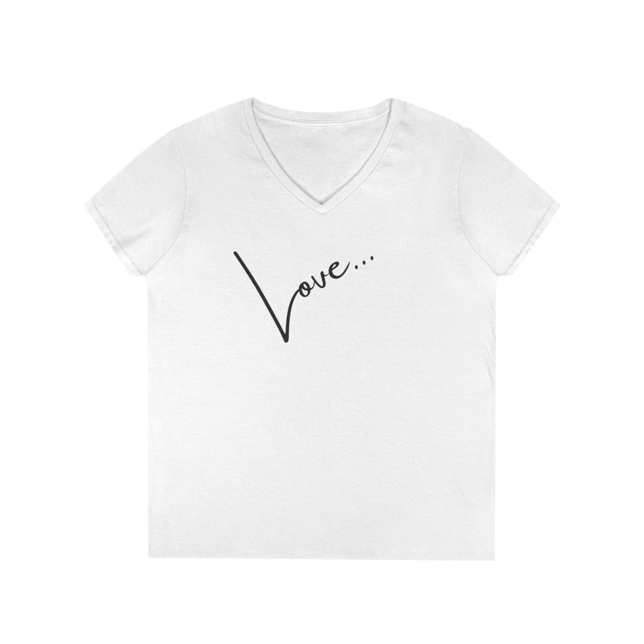 Love Script V-Neck Tee