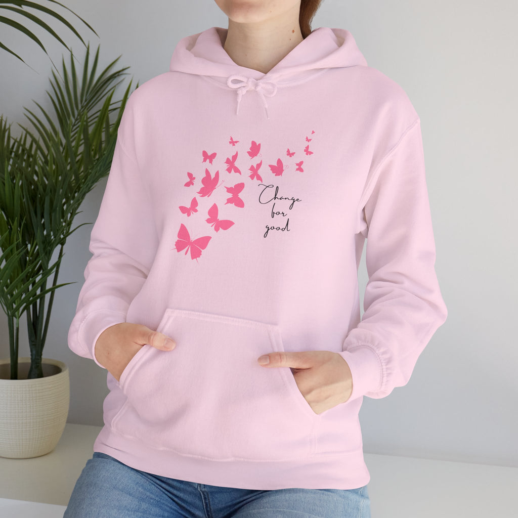 "Change is good" Pink Butterflies Hoodie