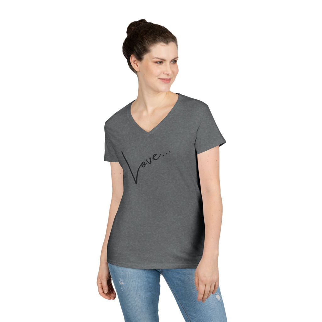 Love Script V-Neck Tee