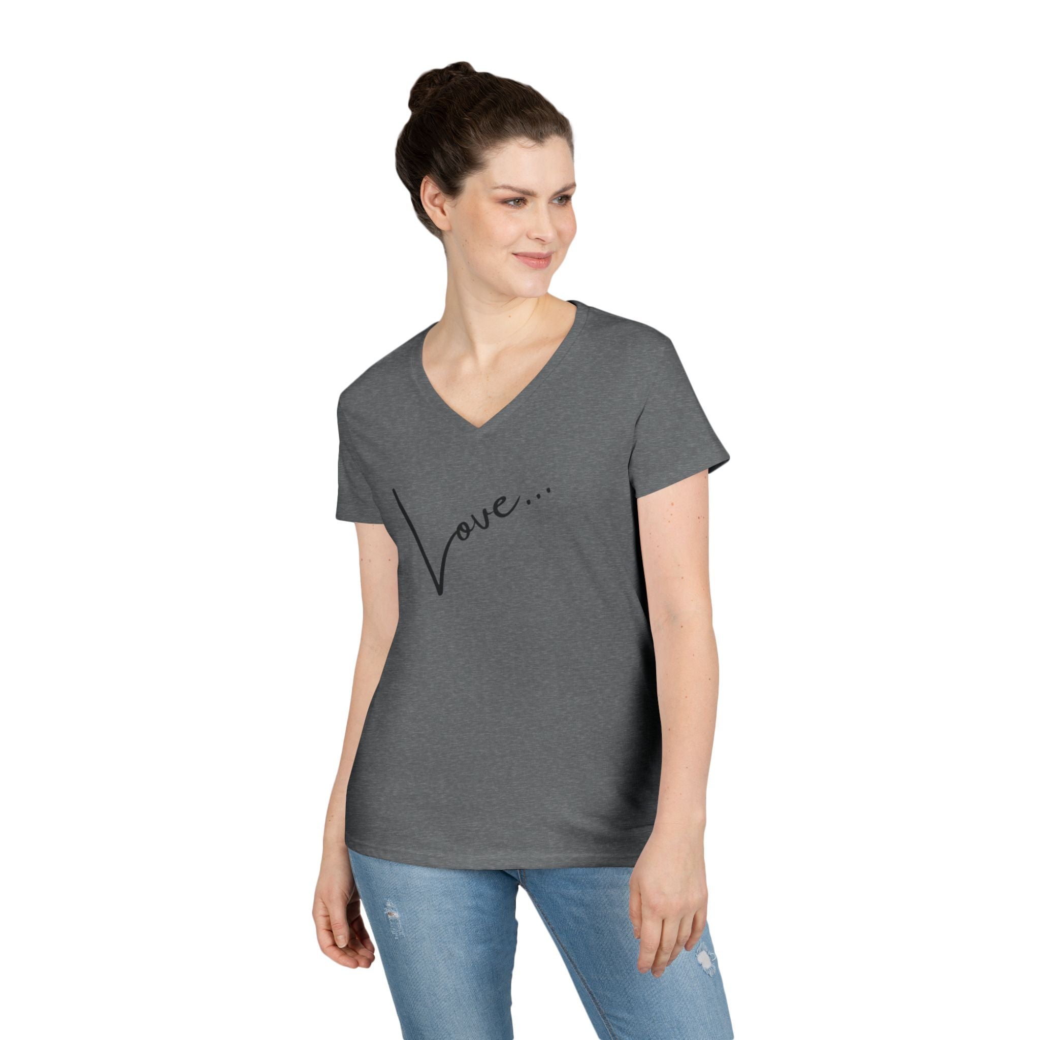 Love Script V-Neck Tee