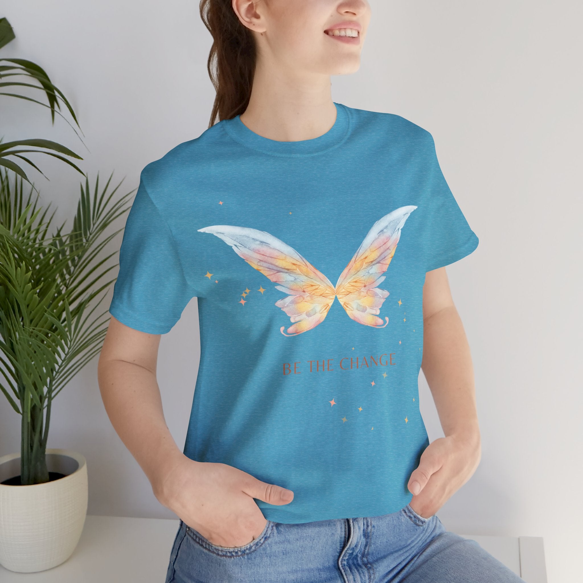 Butterfly Wings Tee — "Be The Change" Inspirational Graphic T-Shirt