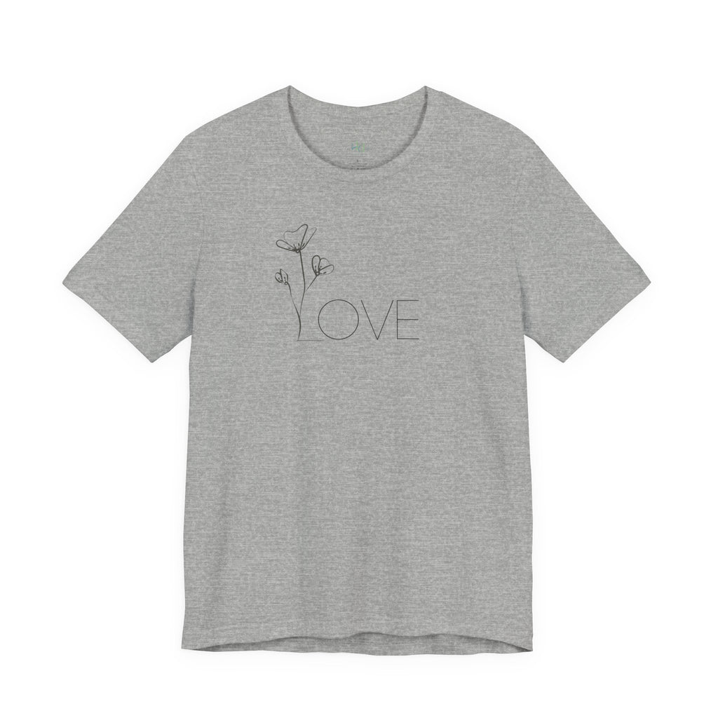 Love Floral Minimalist Line Art T‑Shirt
