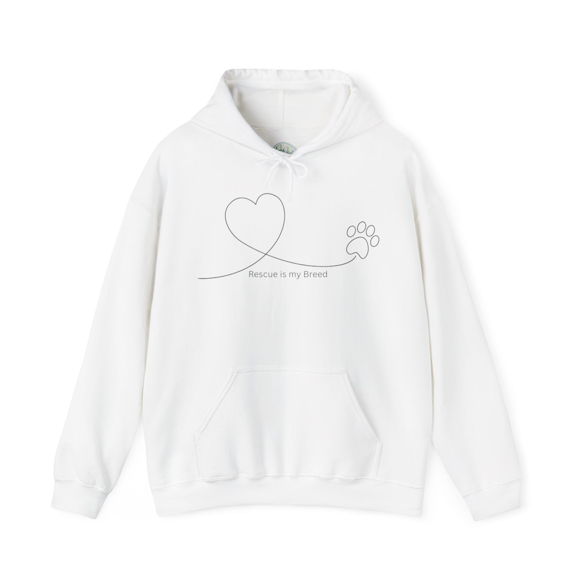 "Rescue is my Breed" Heart & Paw Line Art Hoodie