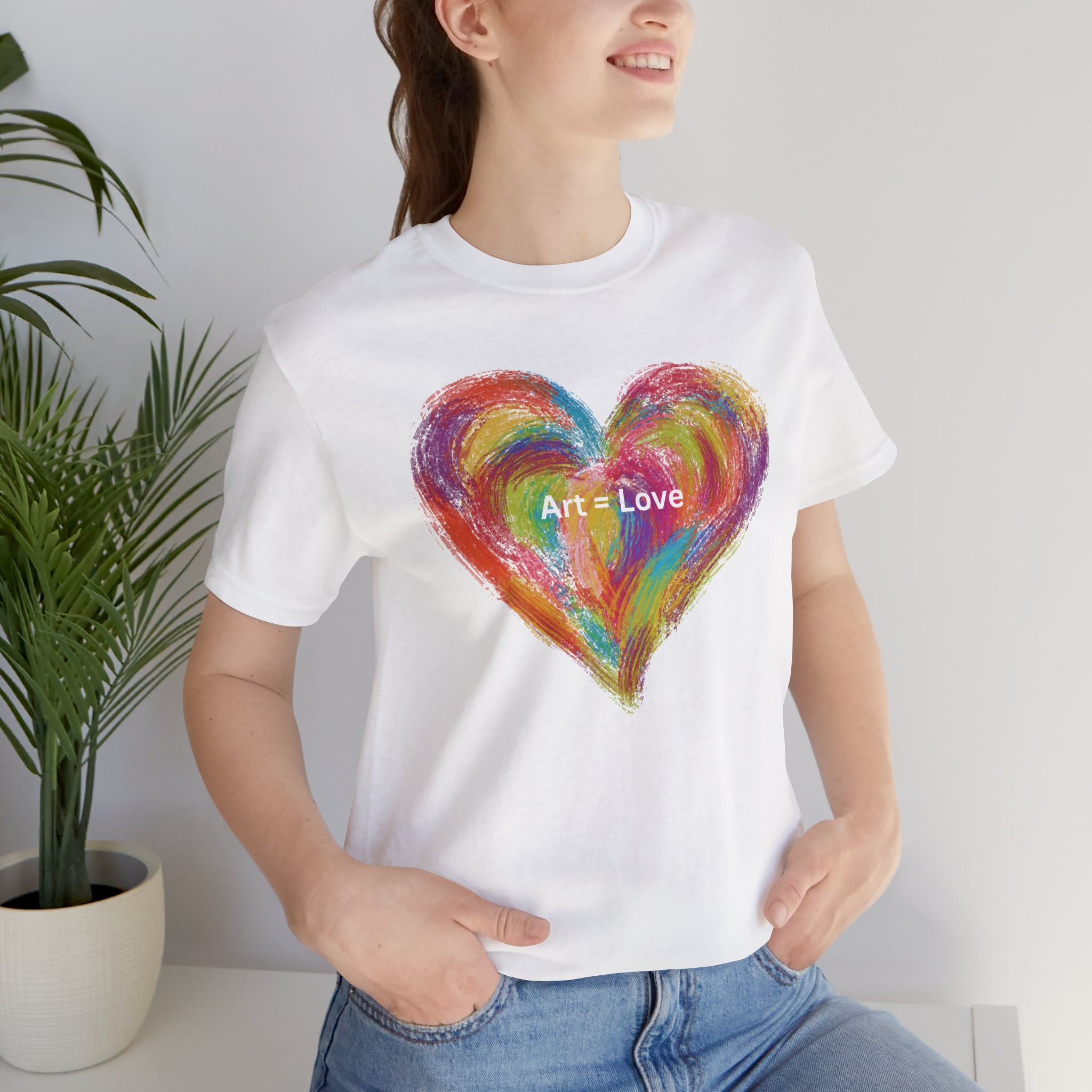 Art = Love Heart T-Shirt — Colorful Painted Heart Tee for Artists & Romantic Gifts