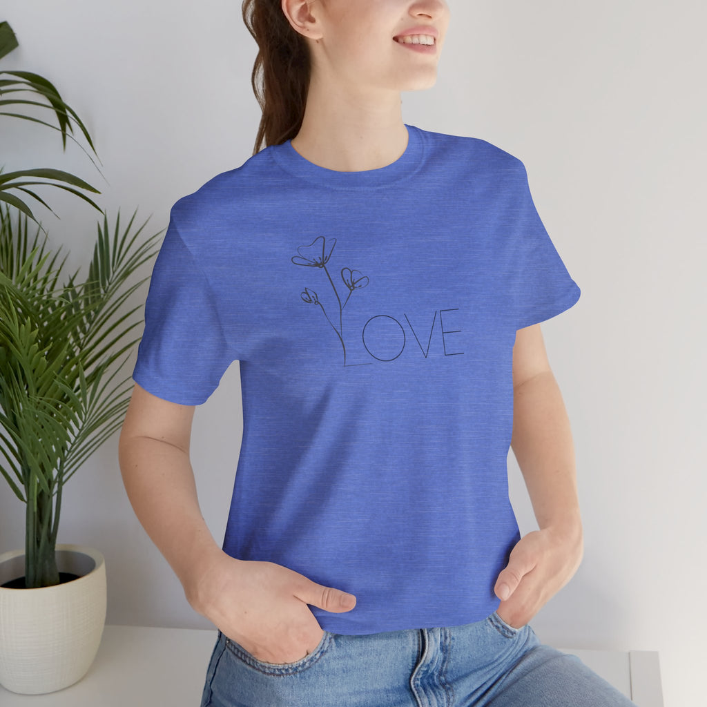 Love Floral Minimalist Line Art T‑Shirt