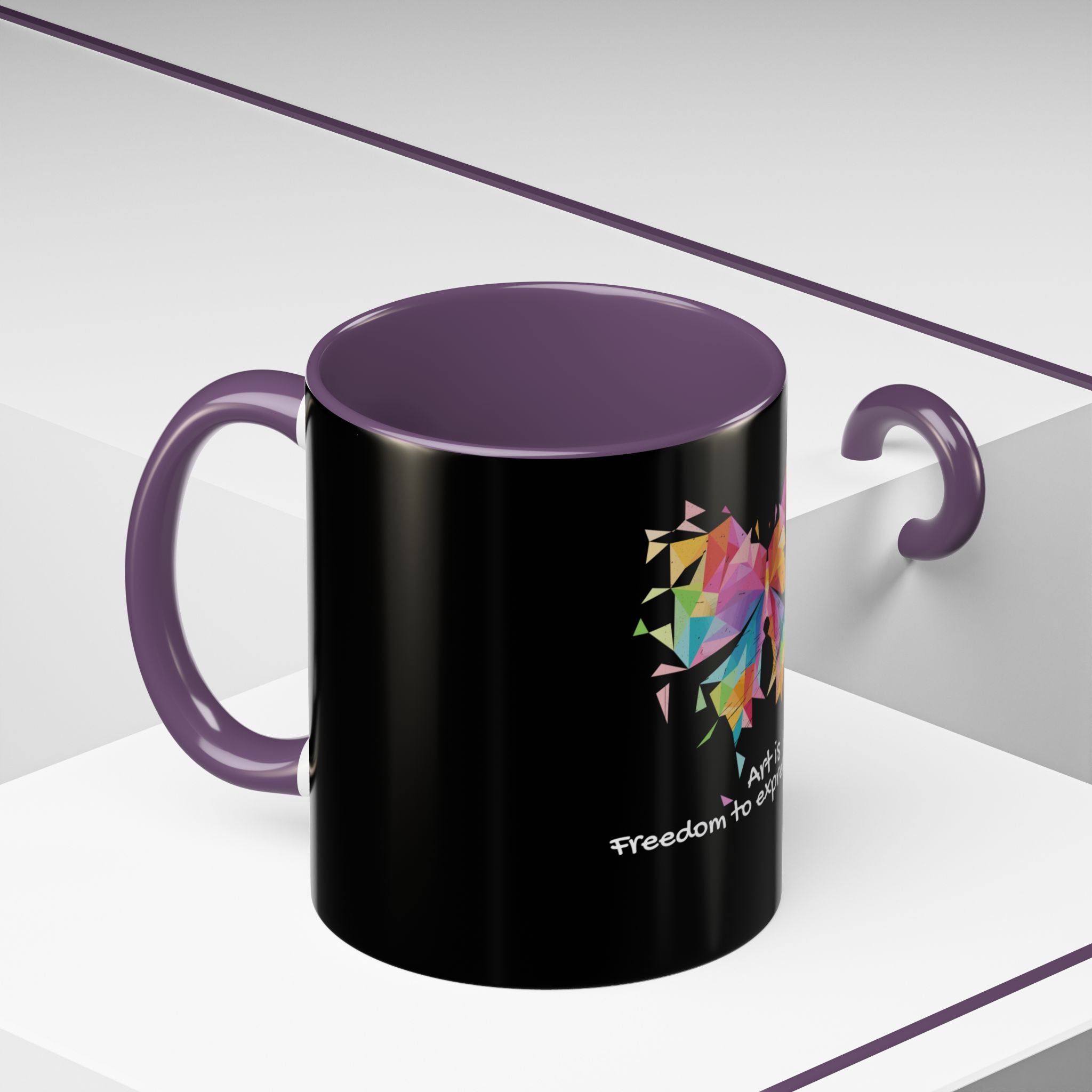 Art Is Freedom Coffee Mug — Colorful Butterfly Design (11/15oz)
