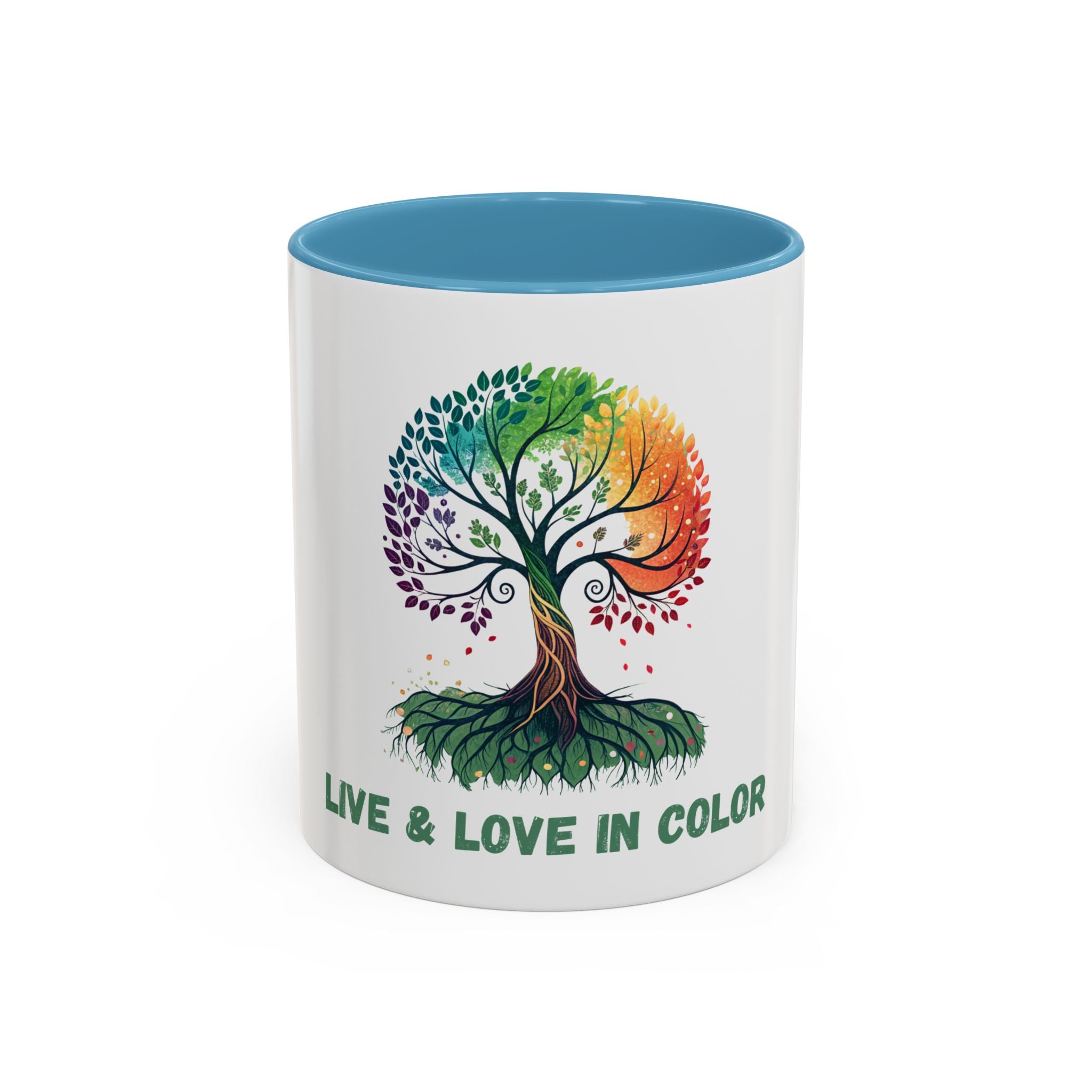 Live & Love in Color Accent Coffee Mug — Rainbow Tree Art 11/15oz