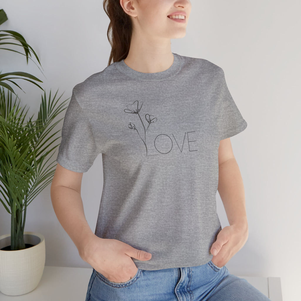 Love Floral Minimalist Line Art T‑Shirt