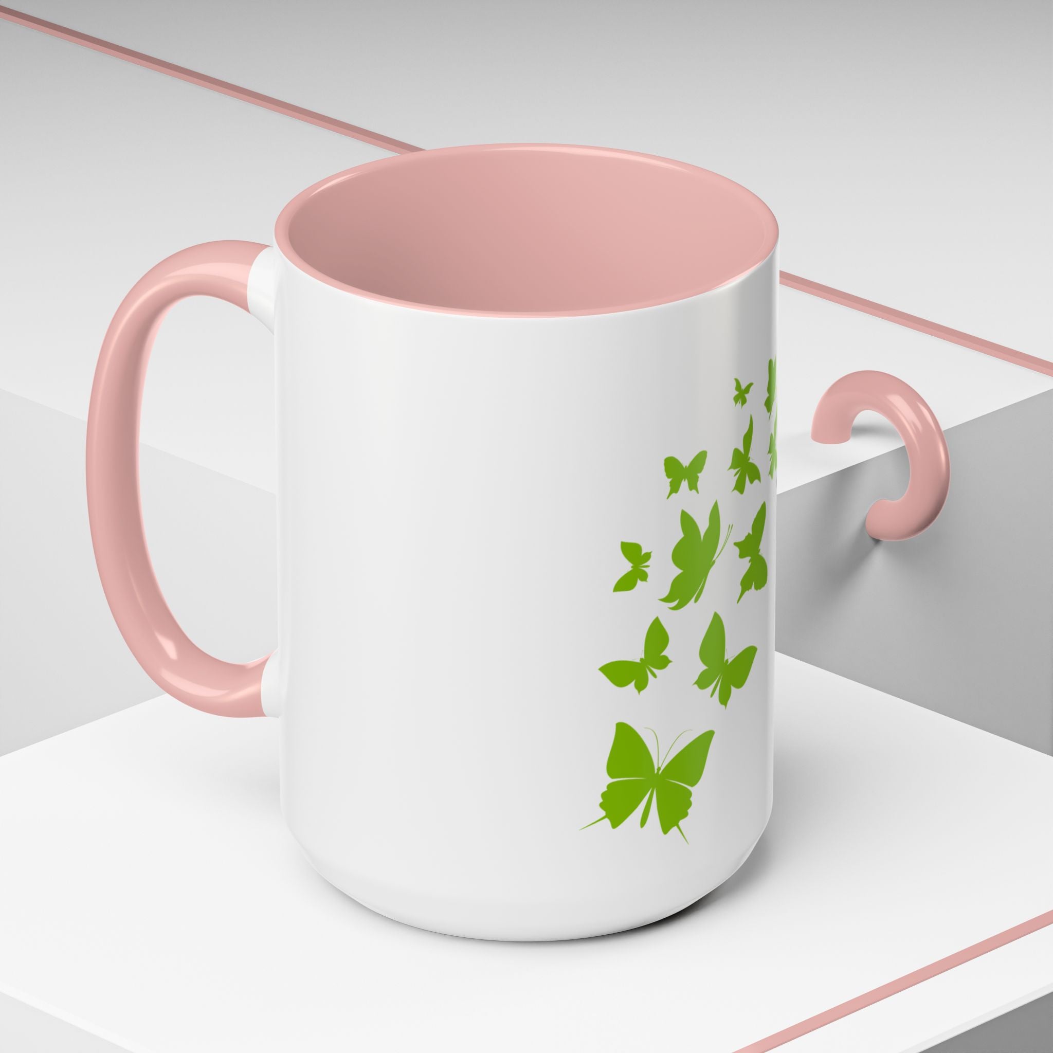 Accent Coffee Mug - Green Butterfly "Change for Good" Inspirational Ceramic Mug (11/15oz)