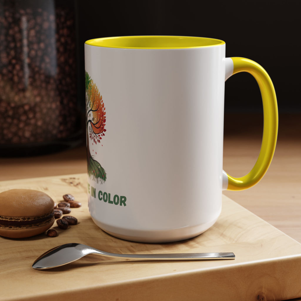 Live & Love in Color Accent Coffee Mug — Rainbow Tree Art 11/15oz