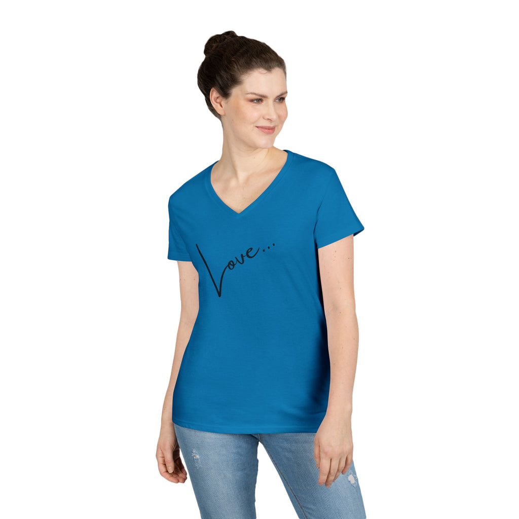 Love Script V-Neck Tee