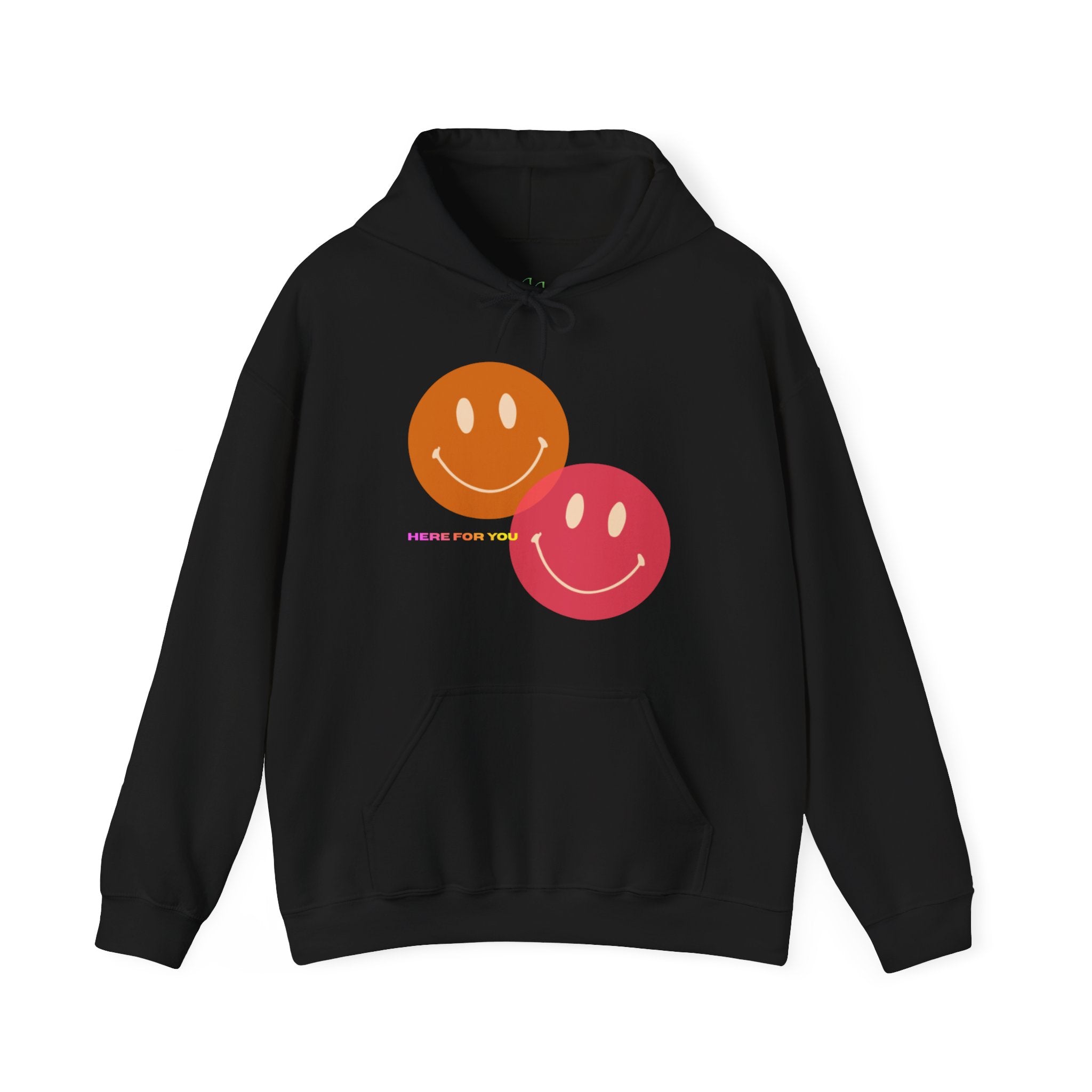 Smiley Duo Hoodie — Pastel Pink & Peach Smiles Graphic Sweatshirt