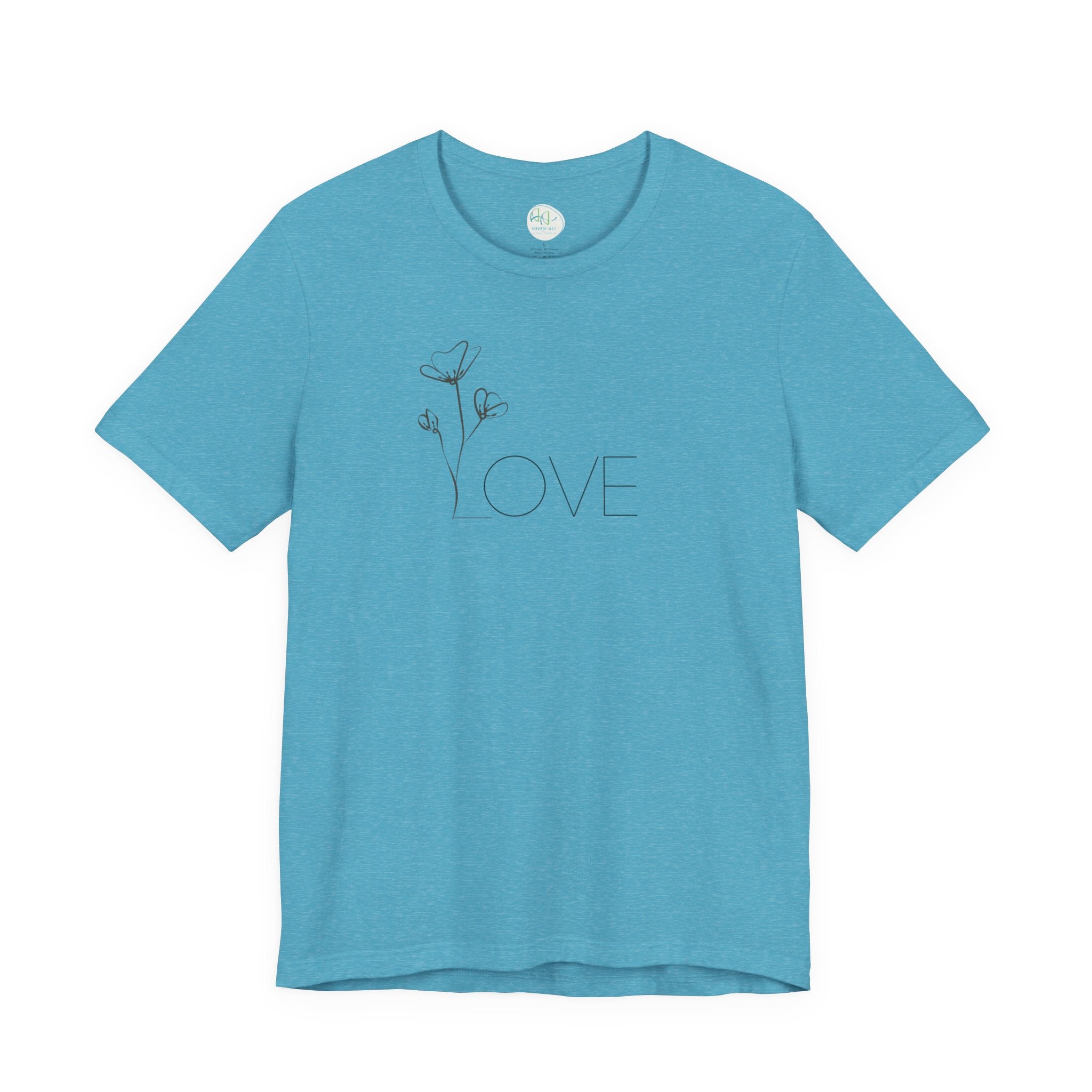 Love Floral Minimalist Line Art T‑Shirt