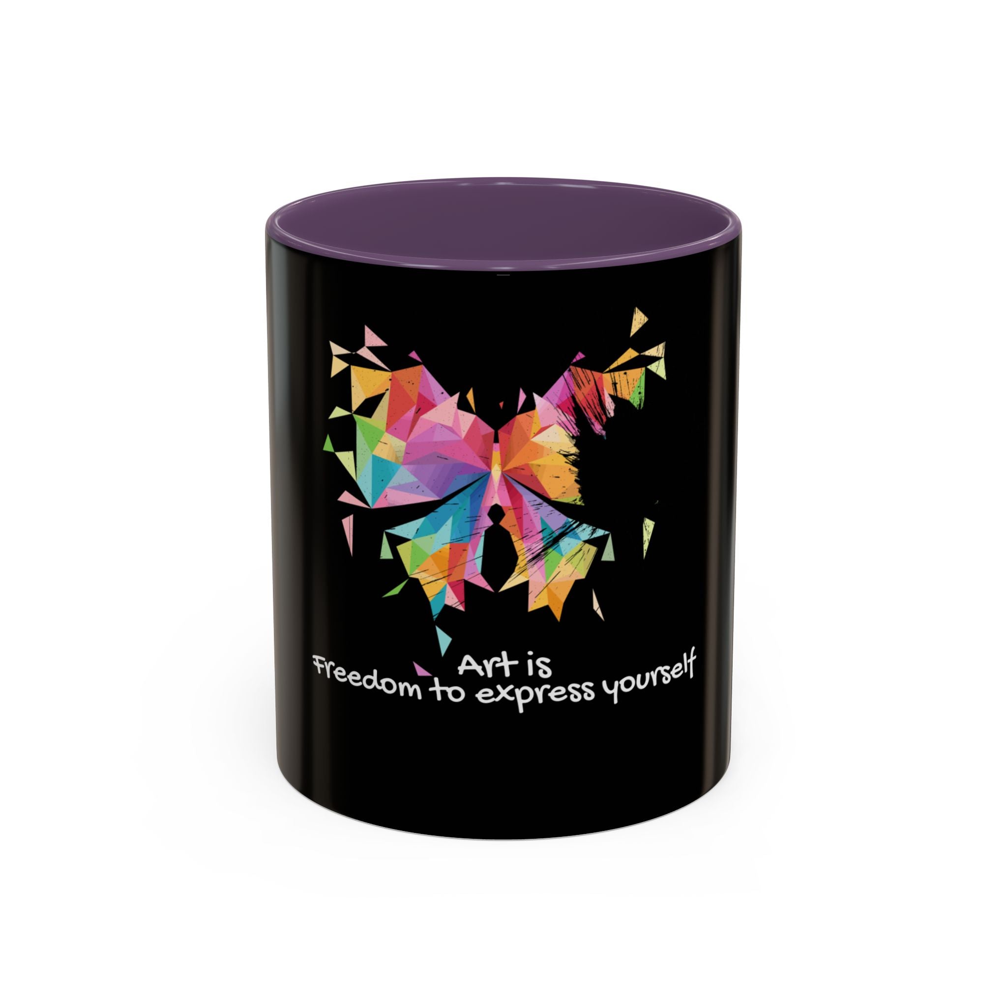 Art Is Freedom Coffee Mug — Colorful Butterfly Design (11/15oz)