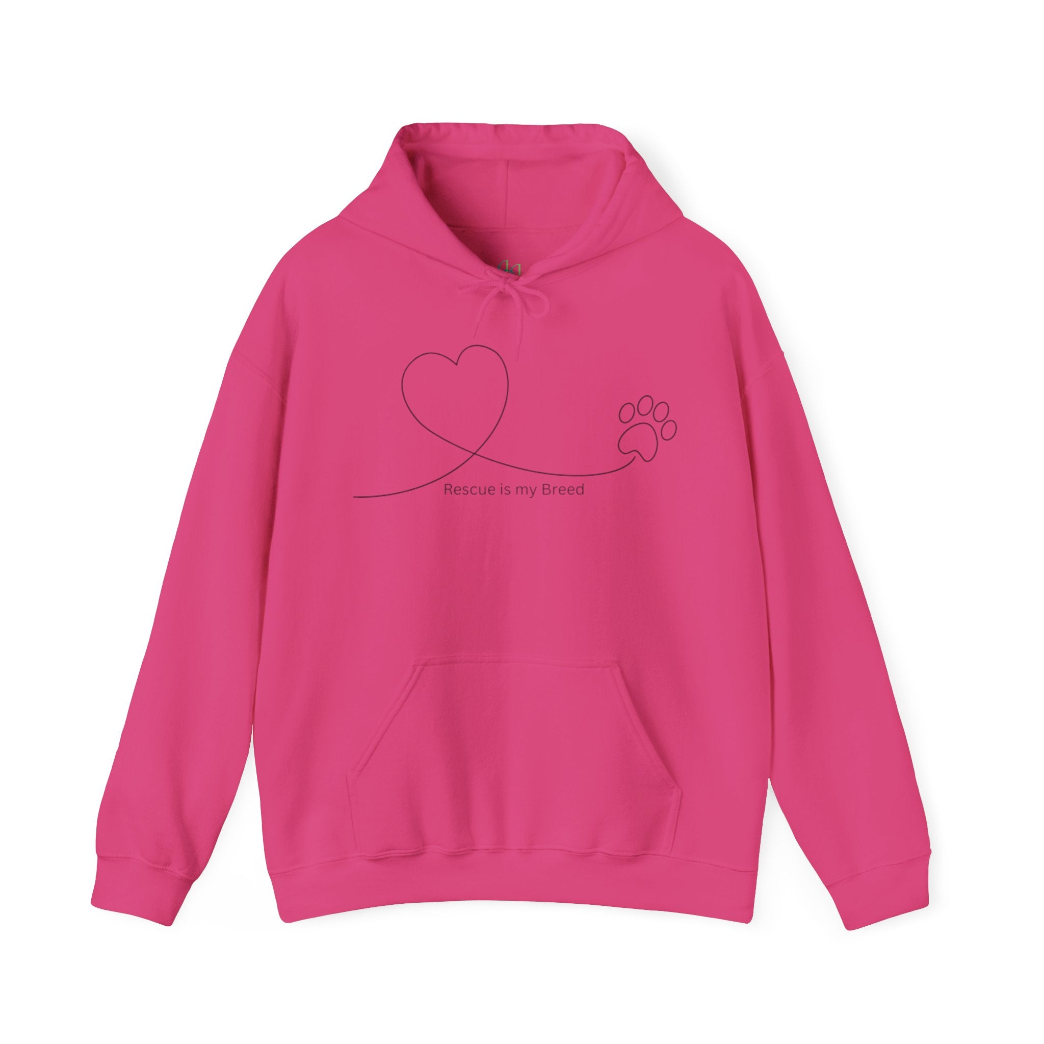 "Rescue is my Breed" Heart & Paw Line Art Hoodie